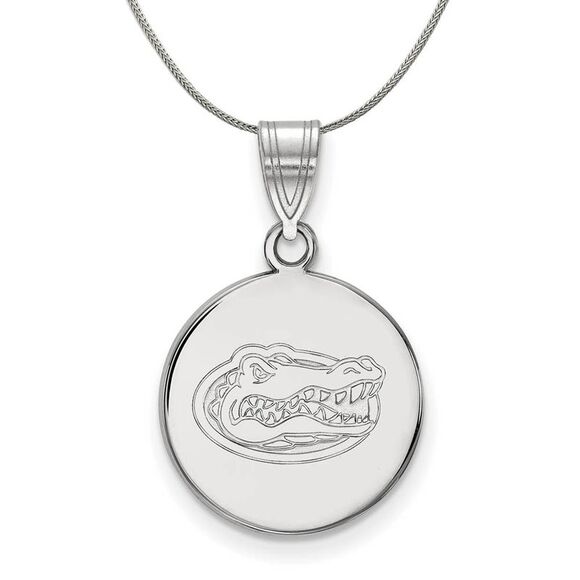 Sterling Silver U. of Florida Medium Disc Necklace - 24 In
